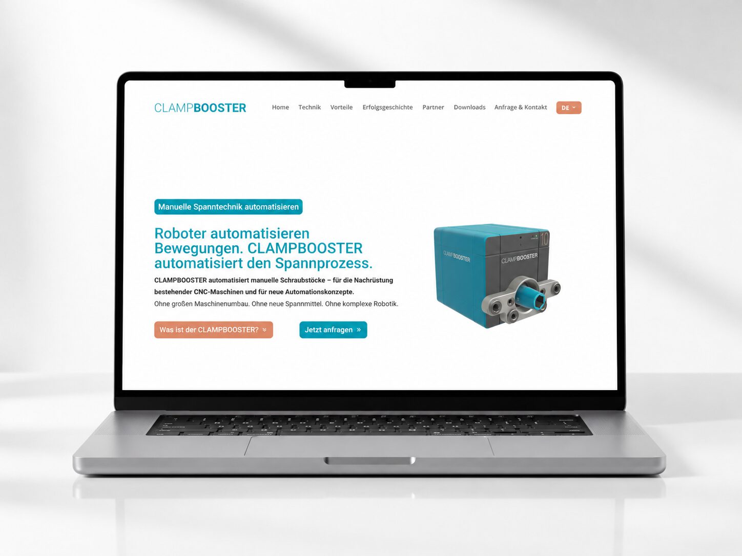 CLAMPBOOSTER Produktwebsite für automatisierte Spanntechnik